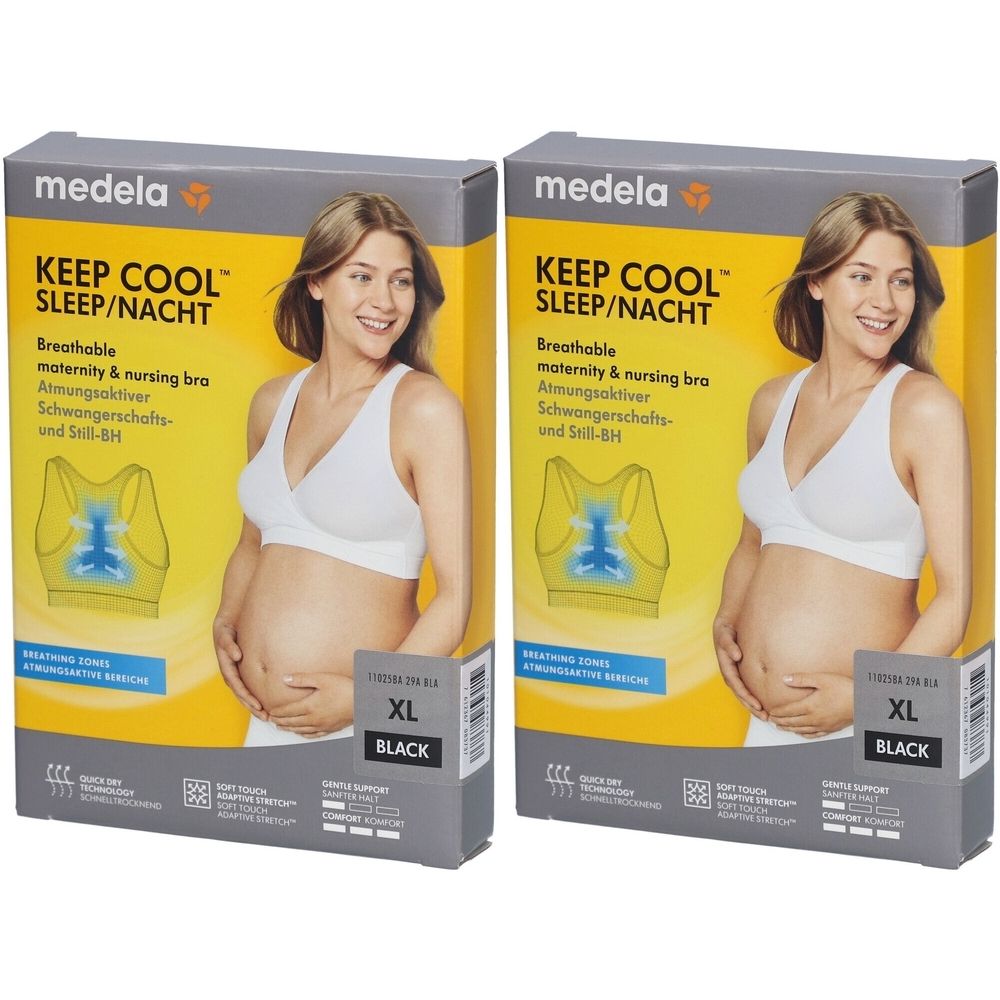 Medela Keep Cool Schlaf BH XL schwarz 2x 2x1 St