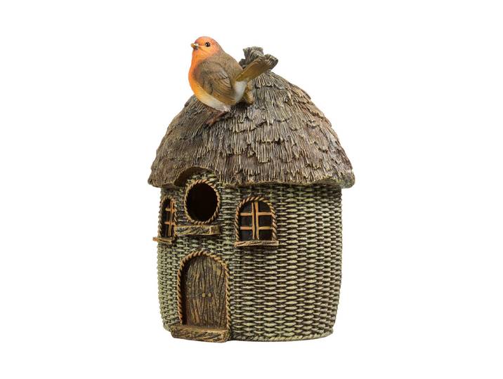 Vivid Rotkehlchen auf Strohdach Vogelhaus 17.3 x 10.2 x 22.8 cm