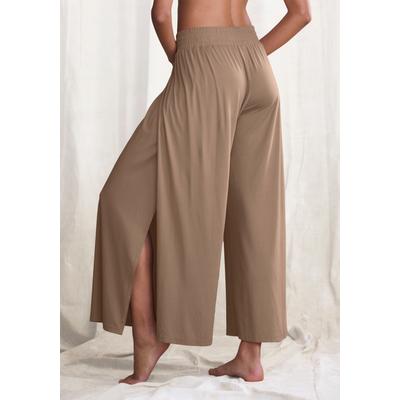 Haremshose LASCANA, Damen, Gr. 52/54, N-Gr, beige (taupe), Single Jersey, Obermaterial: 93% Polyester, 7% Elasthan, unifarben, Hosen Haremshose, mit überlappenden Seitennähten