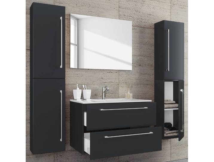Salle de bain Muniz X 4 éléments 126cm Noir/Noir