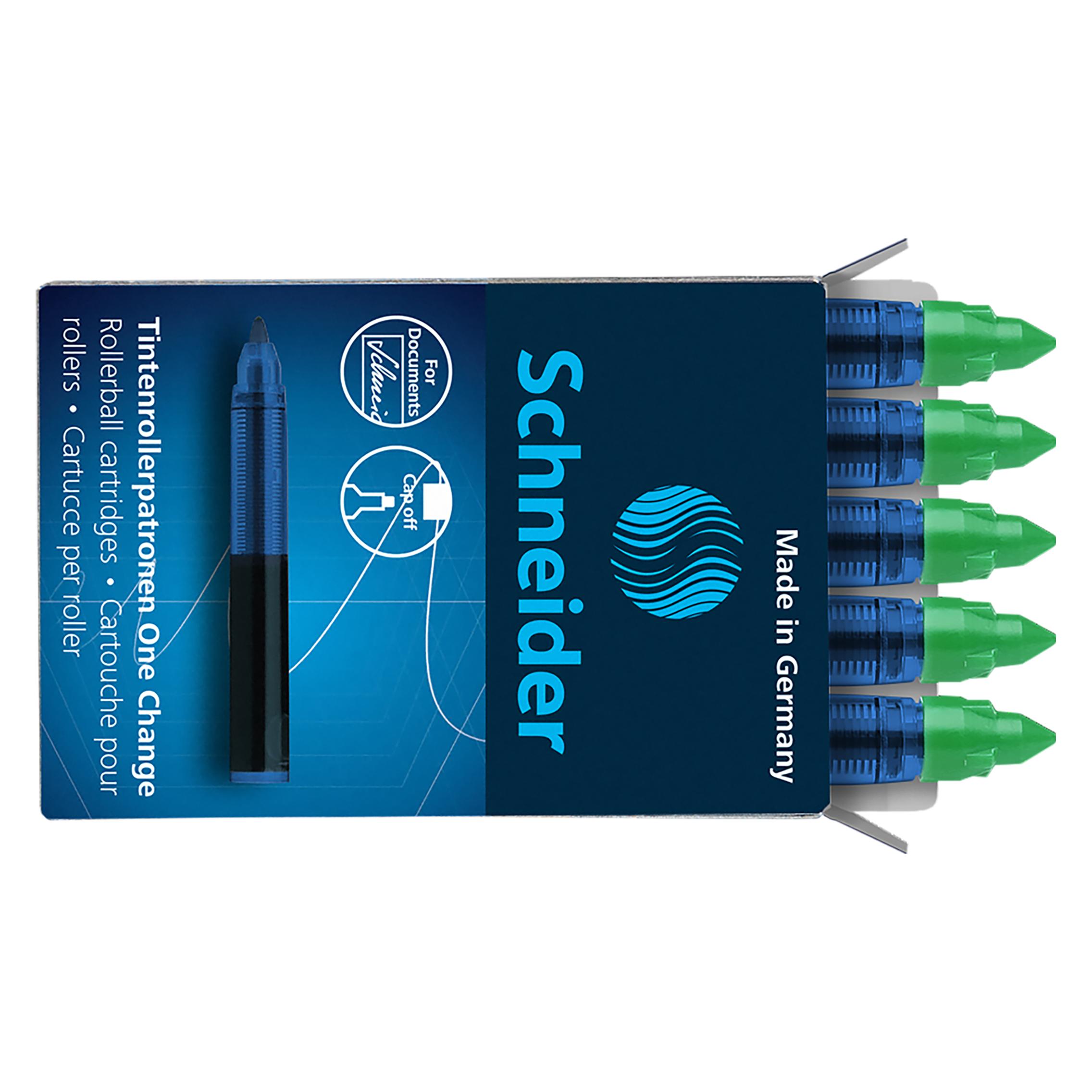 Schneider Rollerpatrone 0.6mm 4029G One Change grün 5 Stück (Grün, 0.60 mm, 5 Stk.) (4029)