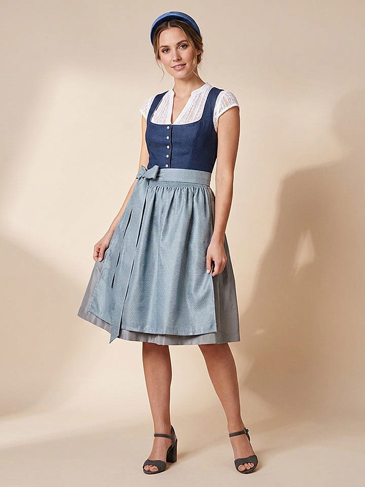 Alpenfee Dirndl ''Moon'' in Dunkelblau/ Hellblau - 42