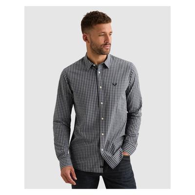 Langarmhemd PME LEGEND, Herren, Gr. M, N-Gr, grau (salute), Web, Obermaterial: 100% Baumwolle, kariert, schmal hüftlang, Hemden, Schmale Passform