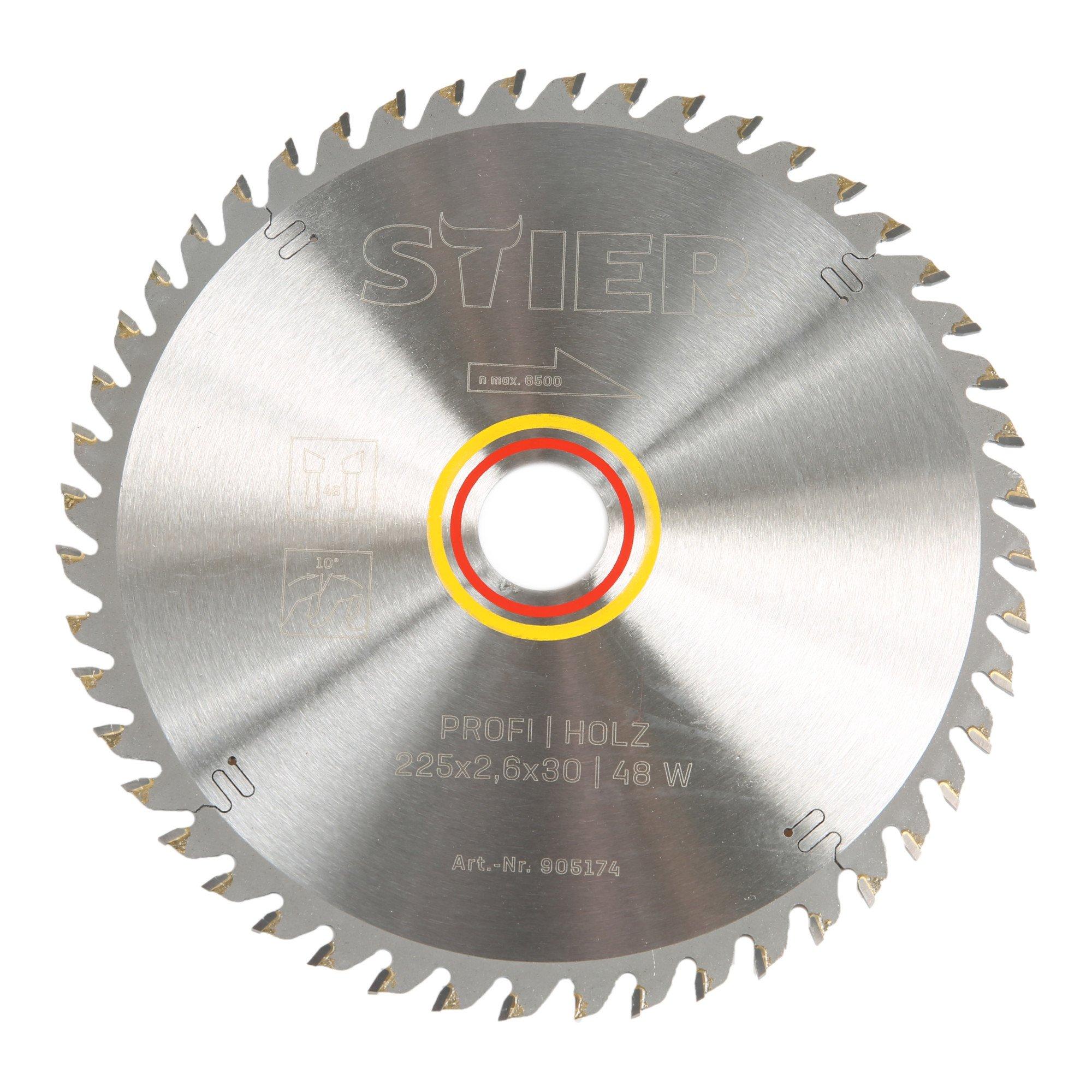STIER Profi Kreissägeblatt Holz 225x2,6x30 48W 10° Spanwinkel (905174)