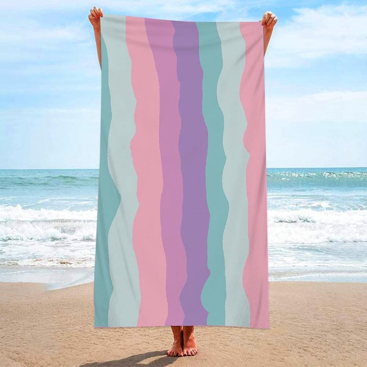 Grote zandvrije en sneldrogende microvezel strandhanddoek - 90 x 180 cm