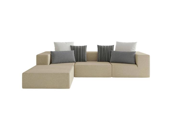 Livetastic Loungesofa Cubick Out, Taupe, 4-teilig, 3-Sitzer, Füllung: Daunen, Silikon, seitenverkehrt montierbar, Eckteil, L-Form, links montierbar, rechts montierbar, 330x220 cm, UV-beständig, Loungemöbel, Outdoorsofas