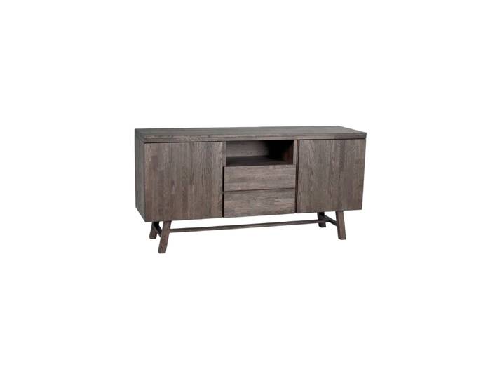Design Sideboard „Brooklyn“ aus massiver Eiche Dunkelbraun Rowico