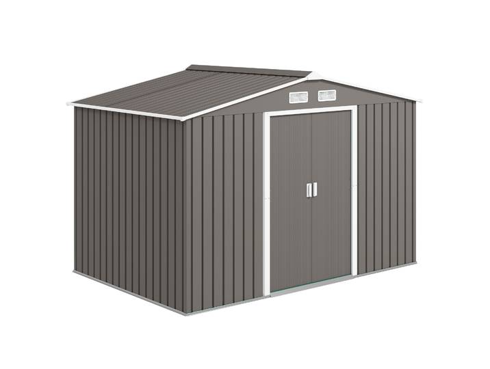 Outsunny Abri de jardin 1,54 m² cabane de jardin pour outils - porte - dim. 122L x 149l x 192/177H cm - aluminium et PP, gris