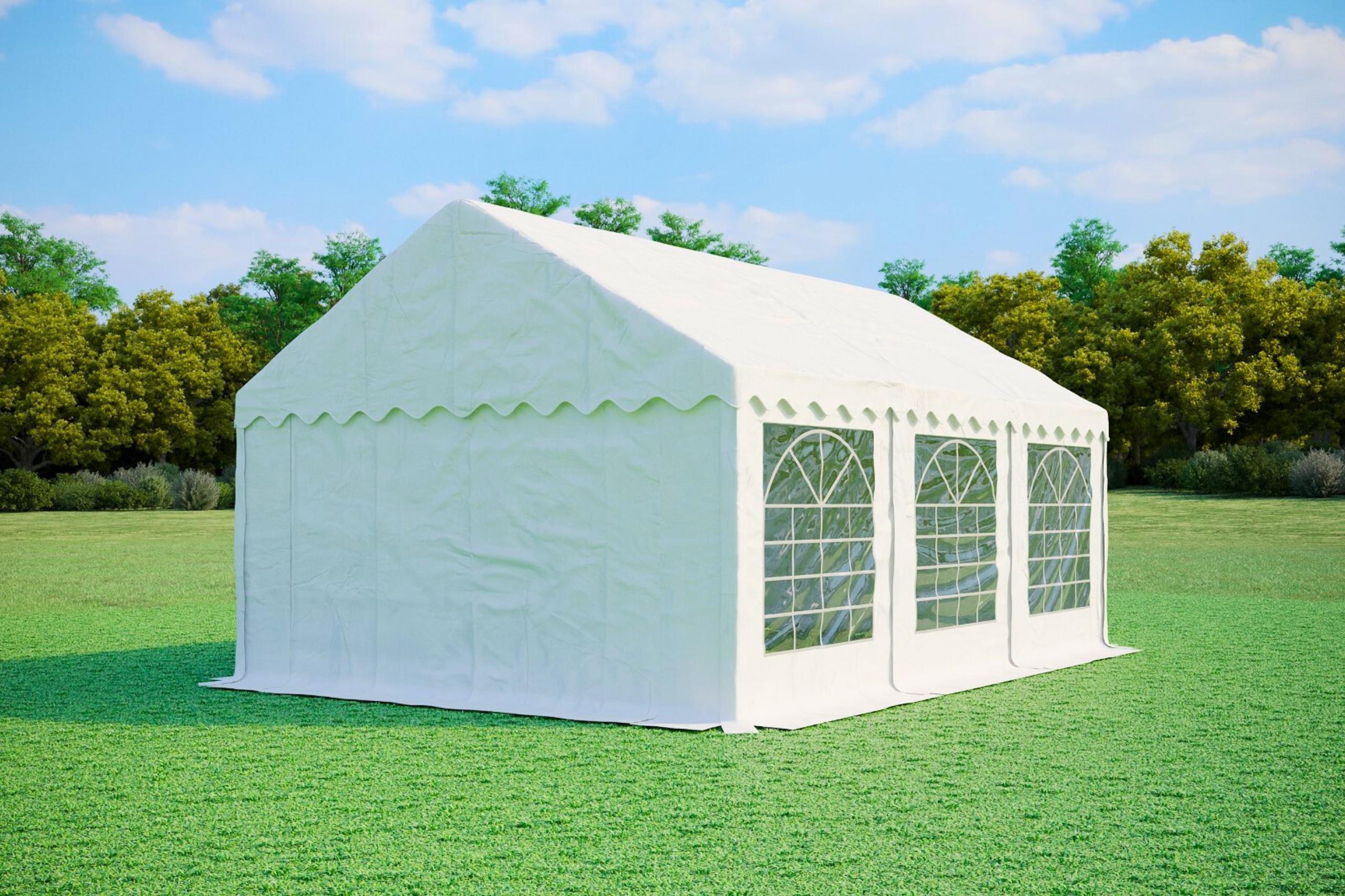 Partyzelt 4x6m PVC Standard Feuerfest - Weiß