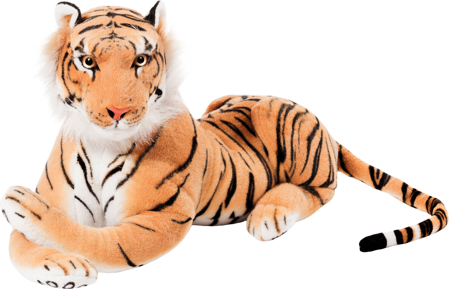 Brubaker Tijger liggende knuffel, bruin, 75 cm