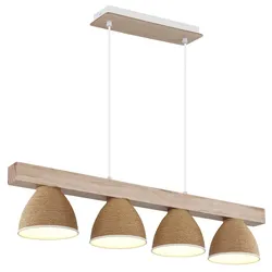 LED Pendelleuchte Hängelampe Esszimmerleuchte Höhenverstellbar Weiß Holz H 120cm