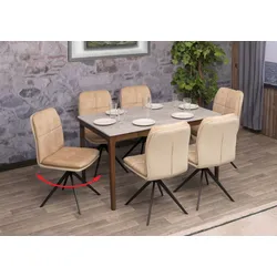 6er-Set Esszimmerstuhl MCW-M68, Küchenstuhl Lehnstuhl, drehbar Auto-Position, Metall Stoff/Textil ~ beige