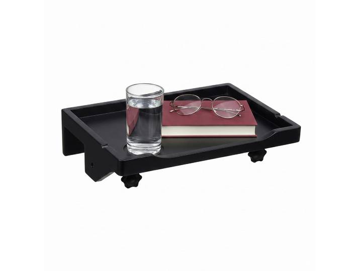 Relaxdays Bettablage Schwarz zum Einhängen Bambus, Holz, Metall, Kunststoff, Schlafzimmer, Bett