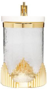 Classic Touch Large Glass Canister with Marble Lid and Symmetrical Gold Design