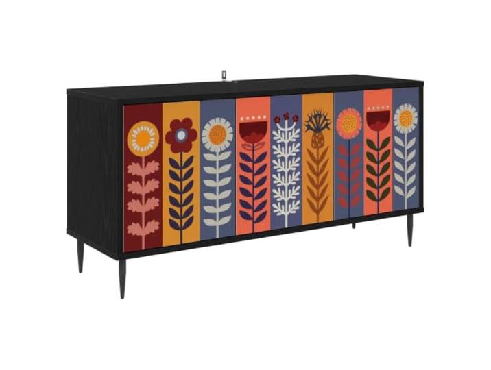 HGFDVCMR TV-Schrank Modern 102x33x51 cm Lowboard Schwarz Eichen-Optik Stilvolles Lowboard mit 3 Türen & 11 cm Beinhöhe. Bietet praktischen Stauraum im Wohnzimmer oder Schlafzimmer.