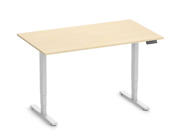 FOKUS Gestell Weiß, Tischplatte 1400 x 800 x 19 mm Birke