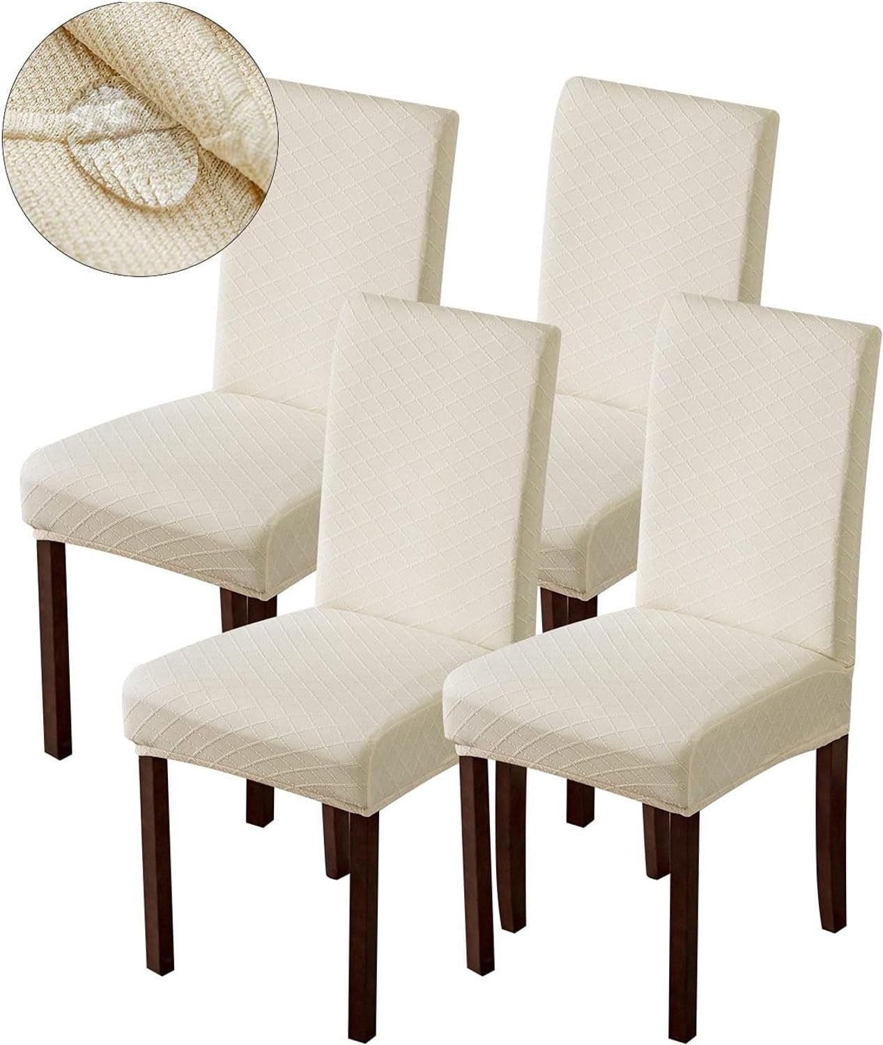 ShopVlot waterdichte eetkamerstoelhoezen - beige - 4 stuks