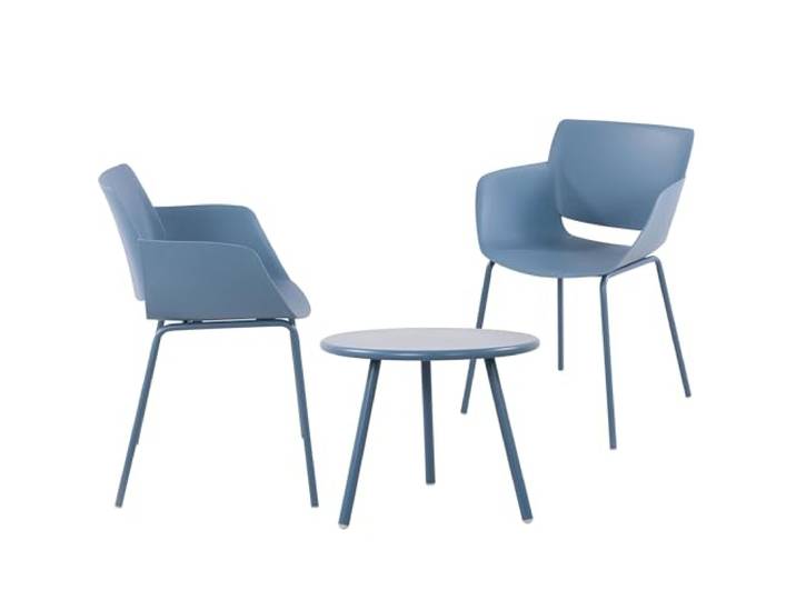 CLP Sitzgruppe Berena für den Garten I Set aus Tisch Berea und Stühlen Alpena I Outdoor-Set wetterfest und UV-beständig I Gartenmöbel Farbe blau Set-Inhalt 2 Stühle