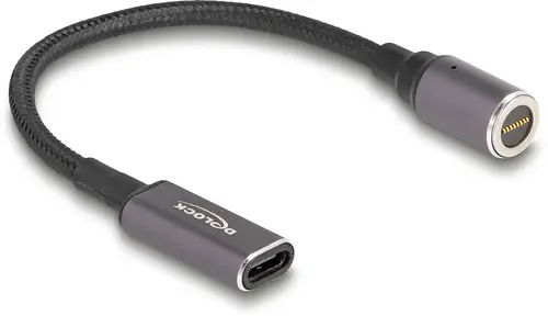 Delock USB-Ladekabel USB-C Buchse, magnetischer Konnektor 0.15m Anthrazit, Schwarz 80781