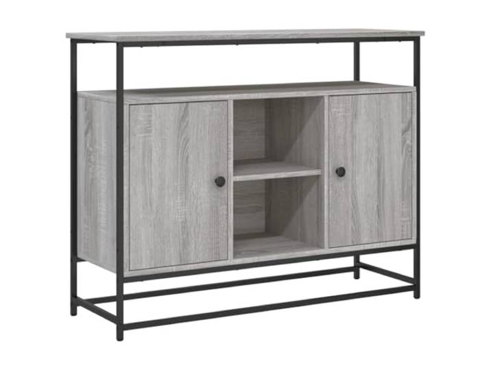 Coespram Sideboard Grau Sonoma 100x35x80 cm Holzwerkstoff Beistellschrank Modernes Kommoden-Möbelstück mit Stahlbeinen und Kippschutz für Wohnzimmer, Flur oder Essbereich. Vielfältig nutzbar.