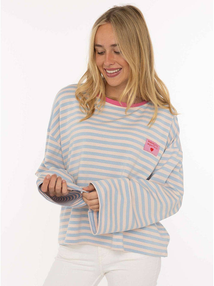 Zwillingsherz Longsleeve "Perfectly Imperfect" in Hellblau/ Beige - onesize
