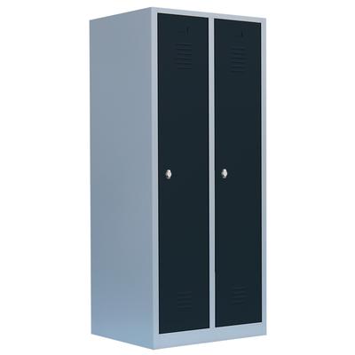Lüllmann® Garderobenschrank, 2 Abteile, S/W-Trennung, 1800 x 800 x 500 mm, lichtgrau/anthrazit