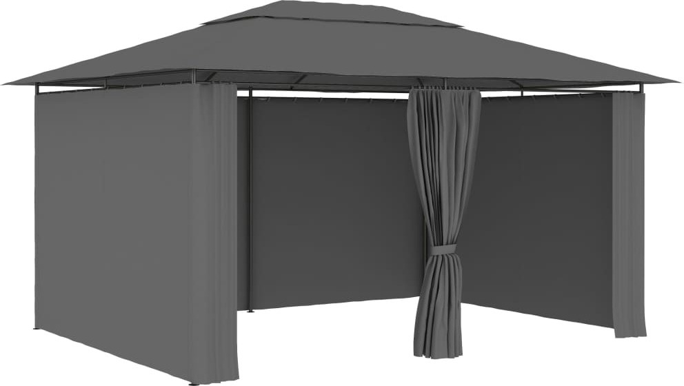 The Living Store Gartenpavillon mit Vorhängen 4 x 3 m Anthrazit