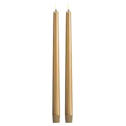 Piffany LED Spitzkerzen mit Goldfinish, 2er-Set, 2,3x32cm