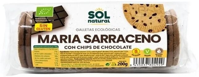Sol Natural Bolachas Maria Sarrac Com Chips De Chocolate Bio 200g