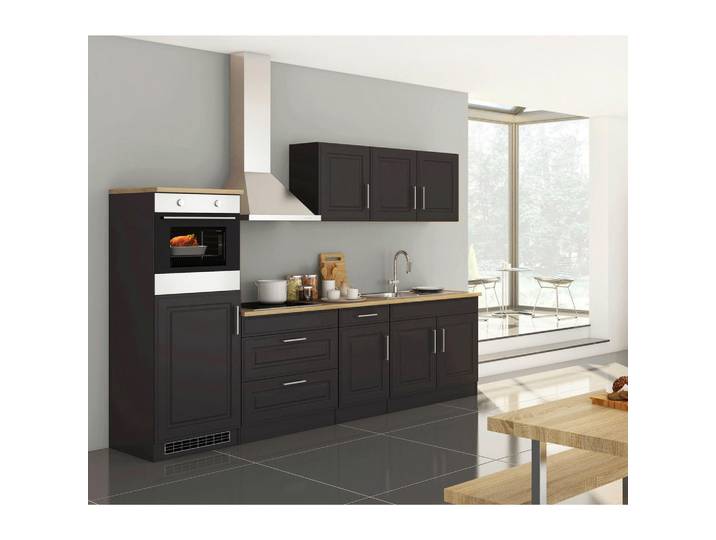 Held Küchenleerblock Rom, Graphit, Sonoma Eiche, 4 Schublade(n) Schubladen, einmalig seitenverkehrt montierbar, nur wie online abgebildet bestellbar, 300 cm, Made in Germany, höhenverstellbare Füße, Küchen, Küchenzeilen & Küchenblöcke, Küchenzeilen ohne Geräte
