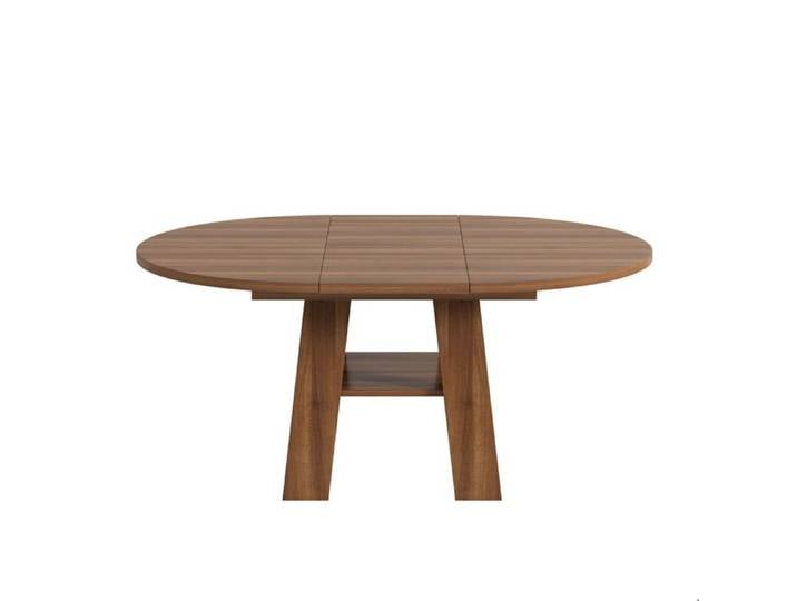 Table Extensible 110-150x110x75cm Noyer Rond Rallonge Intégrée - Table à manger - Étagère Ouverte 4-6 Places Style Scandinave