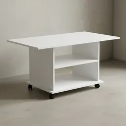 KADIMA DESIGN Couchtisch SEGRE: Stilvoll, 2 Ablageflächen, Rollen, Melaminharzbeschichtung, 95x51x54,5 cm, Weiß/Sonoma.