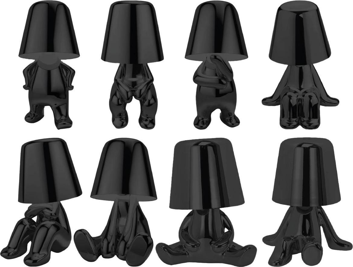 Luxus Europe Bins Brother Tafellamp Zwart - Set van 8 Decoratieve Oplaadbare LED Designlampen