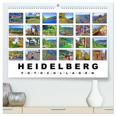 Heidelberg Fotocollagen (hochwertiger Premium Wandkalender 2026 DIN A2 quer), Kunstdruck in Hochglanz