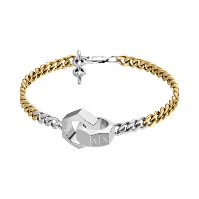 Armband ARMANI EXCHANGE, gold (edelstahlfarben, gelbgoldfarben), Armbänder, Herren, 19,5cm, Edelstahl, Armband