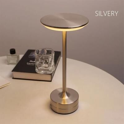 Uplifted Finds Rechargeable Touch Sensor LED Table Lamp Wireless Reading Night Light For Restaurant Hotel Bedroom silver