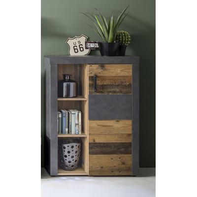 Highboard HOME AFFAIRE "Ilana", braun (graphit grau matera, old wood farben), Sideboards, Highboard, Stauraumschrank mit 1 Tür & 3 Fächern - (B/T/H) 87/34/118 cm