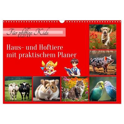 Für pfiffige Kids- Haus- und Hoftiere (Wandkalender 2027 DIN A3 quer), CALVENDO Monatskalender