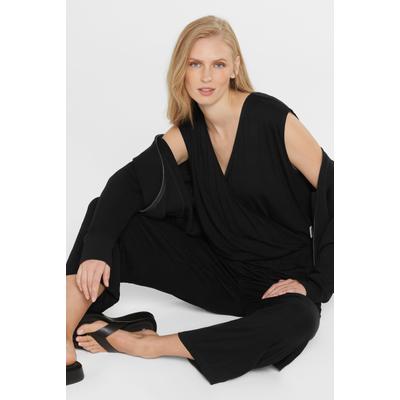 Overall SENSES.THE LABEL, Damen, Gr. L, Normalgrößen, schwarz, Material: 96% Viskose, 4% Elasthan, Overalls Overall, mit Tunnelzug
