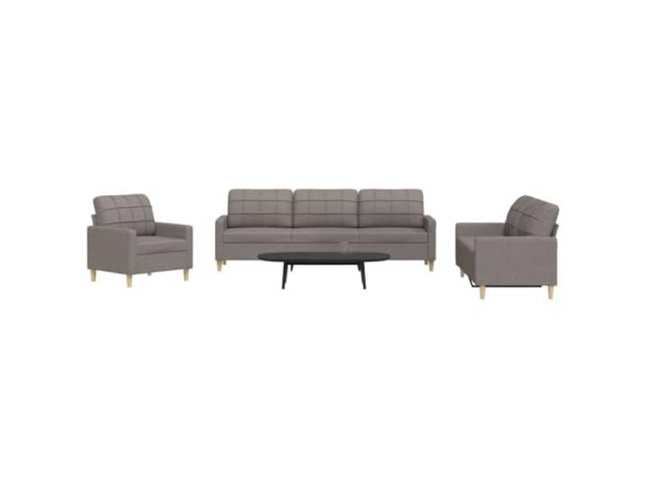 HEFZGDB 3-TLG. Sofagarnitur Taupe Stoff Sofa Set Wohnzimmer Polstergarnitur mit Metallrahmen, Weiches strapazierfähiges Polyestergewebe, Dick gepolsterte Sitzflächen für höchsten