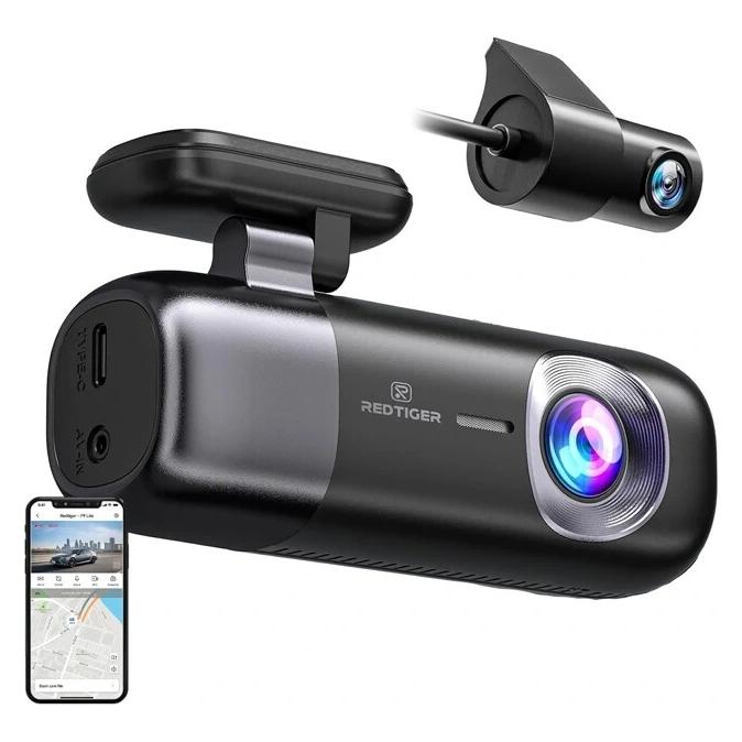 Redtiger F9 WiFi 4K + 1080p-Dashcam (Eingebautes Mikrofon, GPS-Empfänger, 4K) (F9 (WITHOUT SD))