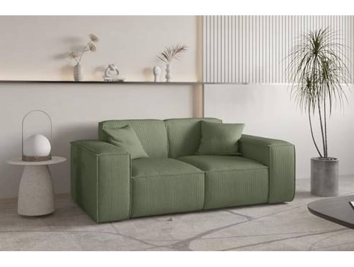 Fun Möbel Sofa Designersofa CELES Premium 2-Sitzer in Stoff Scala (Forest)
