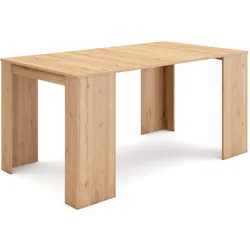 KONSOLENTISCH ausziehbar 58 bis 160cm, für 8 Gäste, eiche, 90/58/77cm