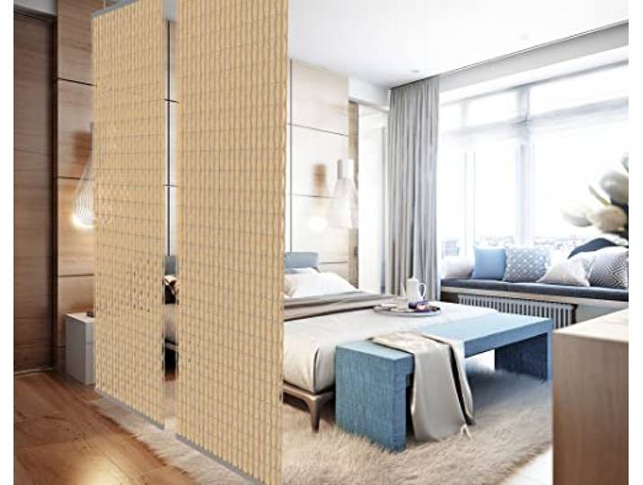 YourCasa - Raumteiler hängend [Designelement] Blickfang und Dekoration in jedem Raum Trennwand ist Lichtdurchlässig - Raumtrenner 118 x 240 cm- Paravent bietet Sichtschutz - Multifunktional (Beige)