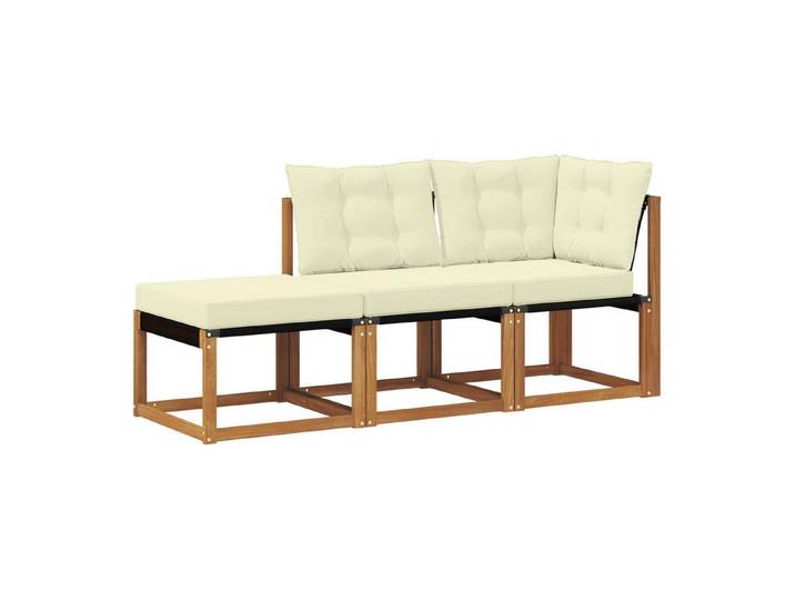 vidaXL Sofaelement 3 stk. Ecksofa-Einheiten für draußen Natur und Creme (3 St)
