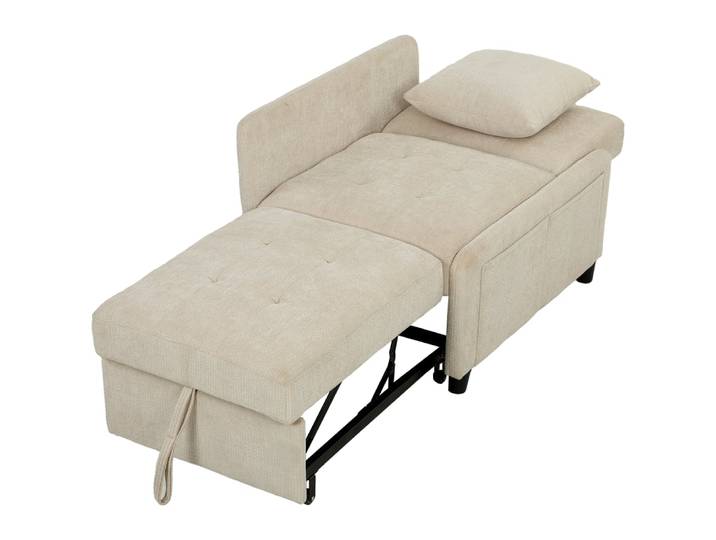Fauteuil convertible 1 place 4 en 1 dossier réglable chenille beige