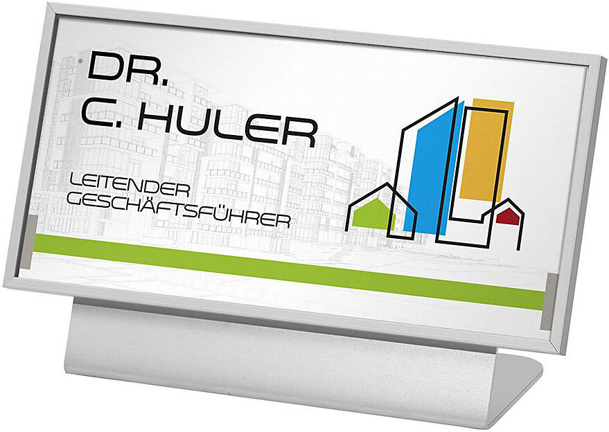 kaiserkraft MADRID Silver Line™ Tischaufsteller, HxB 75,5 x 150,5 mm, mit Filzgleiter