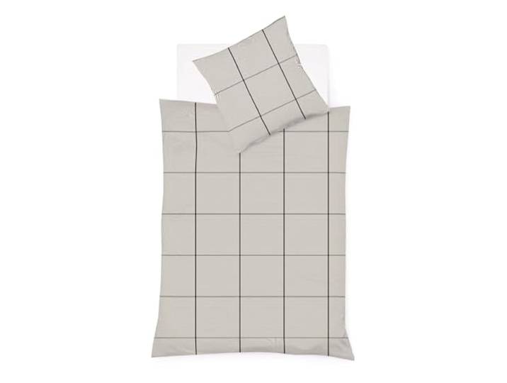 fleuresse Lech Edelflanell Bettwäsche 200x220 Karo steingrau Silber 604311-11