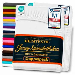 EXKLUSIV HEIMTEXTIL Jersey Spannbettlaken Premium  Marke Doppelpack  200 x 220 cm Silber