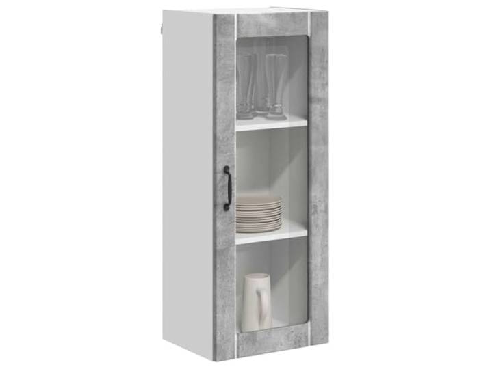 KTHLBRH Lucca Wandschrank aus Glas, Grau, Beton, 40 x 31 x 100 cm Technisches Holz, robuste Struktur, modernes Design, für die Küche